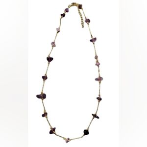 Simulated Amethyst Bead Necklace 16"